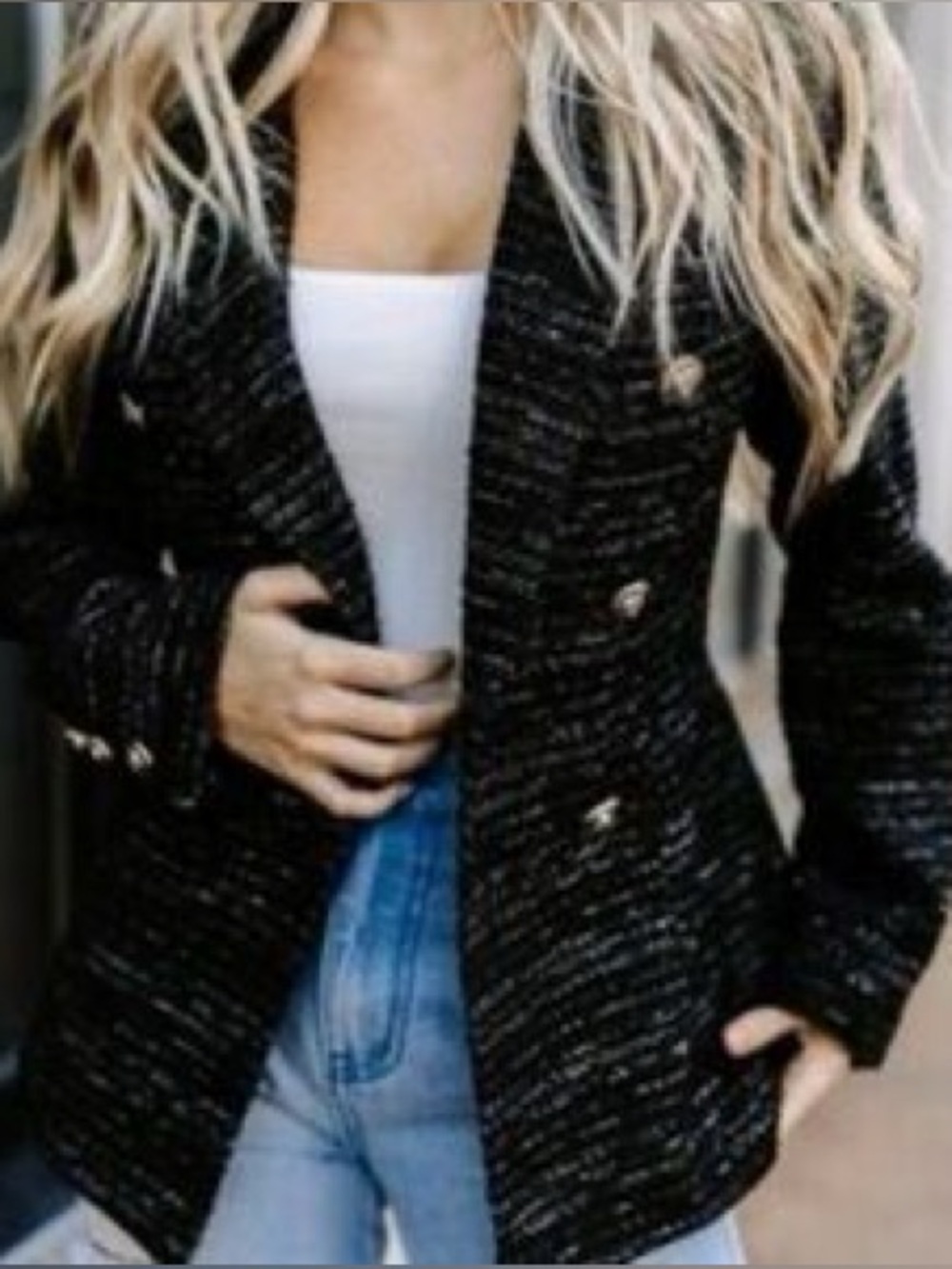 Kittenish NWT  black white and gold tweed blazer jacket size S - Picture 7 of 7